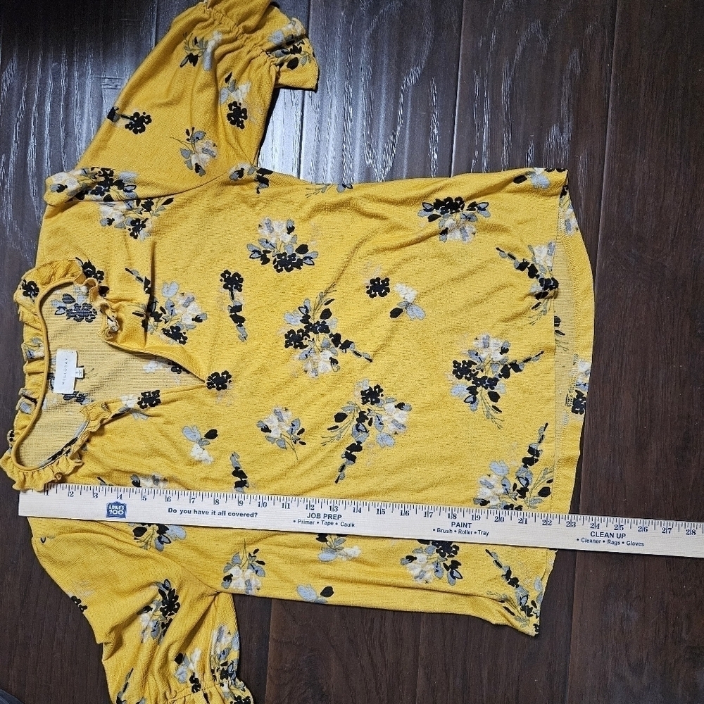 Melloday Yellow Floral Ruffled Blouse Size S - Picture 10 of 10